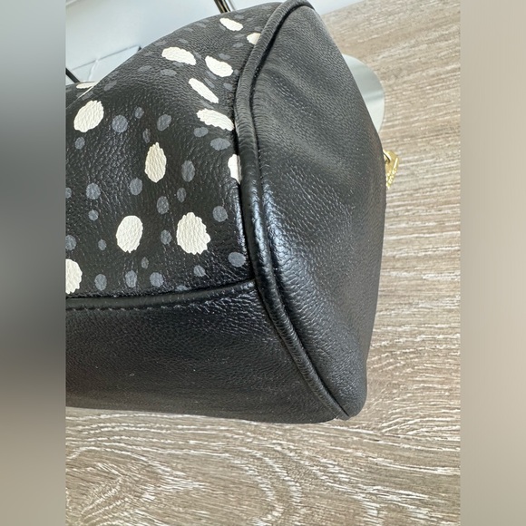 Betsy Johnson Purse Black & white polka dots  with Large Patent Bow Charm - Picture 11 of 13